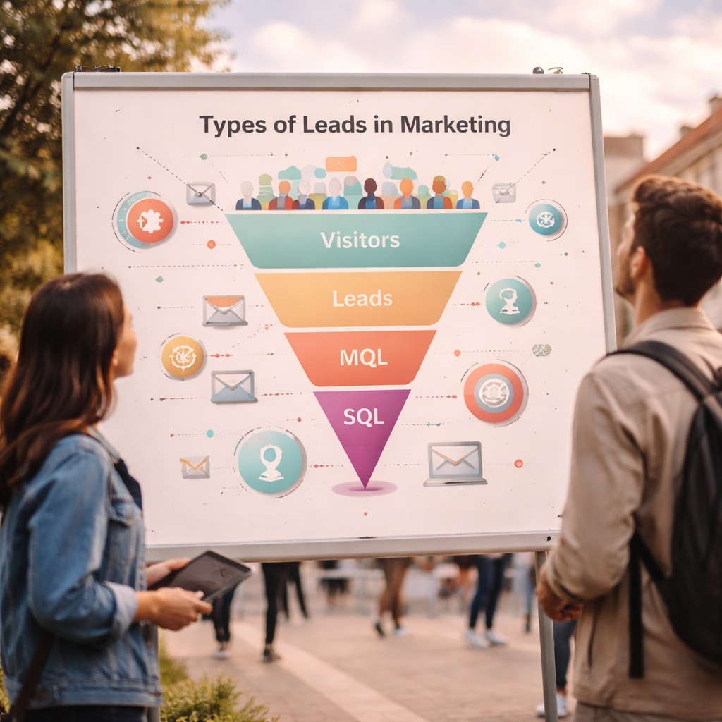 diagram showing types of leads in marketing with MQL and SQL comparison