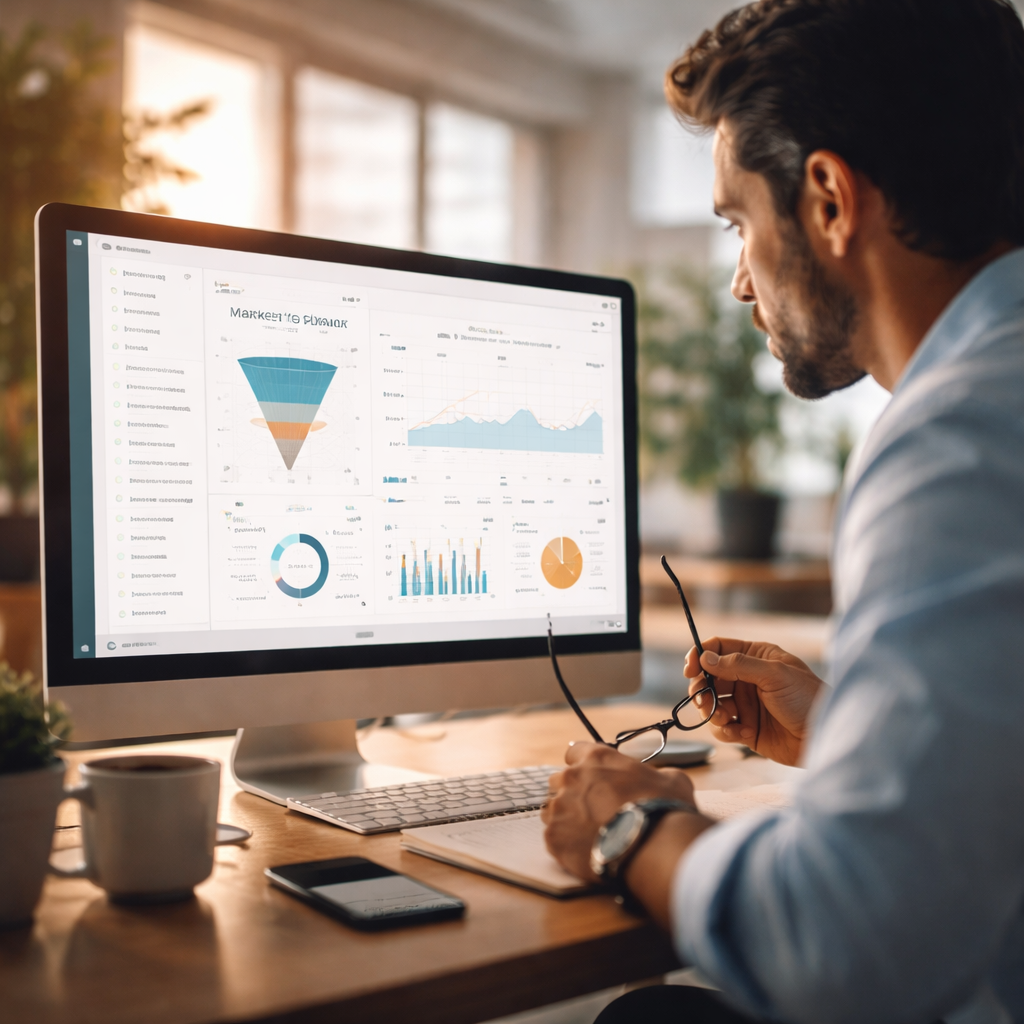 business person analyzing Apollo IO dashboard on computer