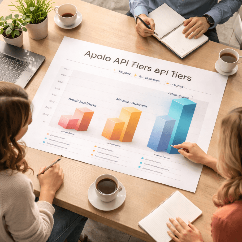 chart comparing Apollo API pricing tiers for small, medium, and large businesses