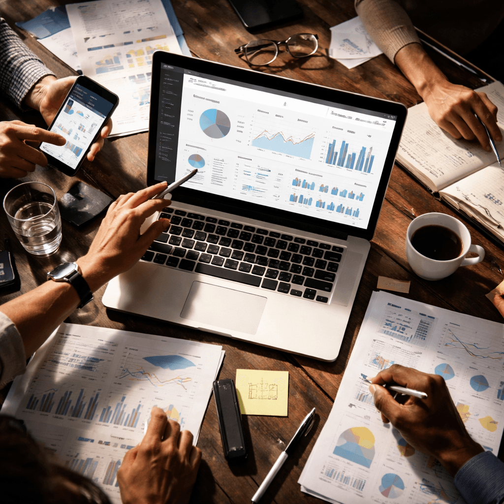data analytics dashboard being used for decision making in marketing strategies