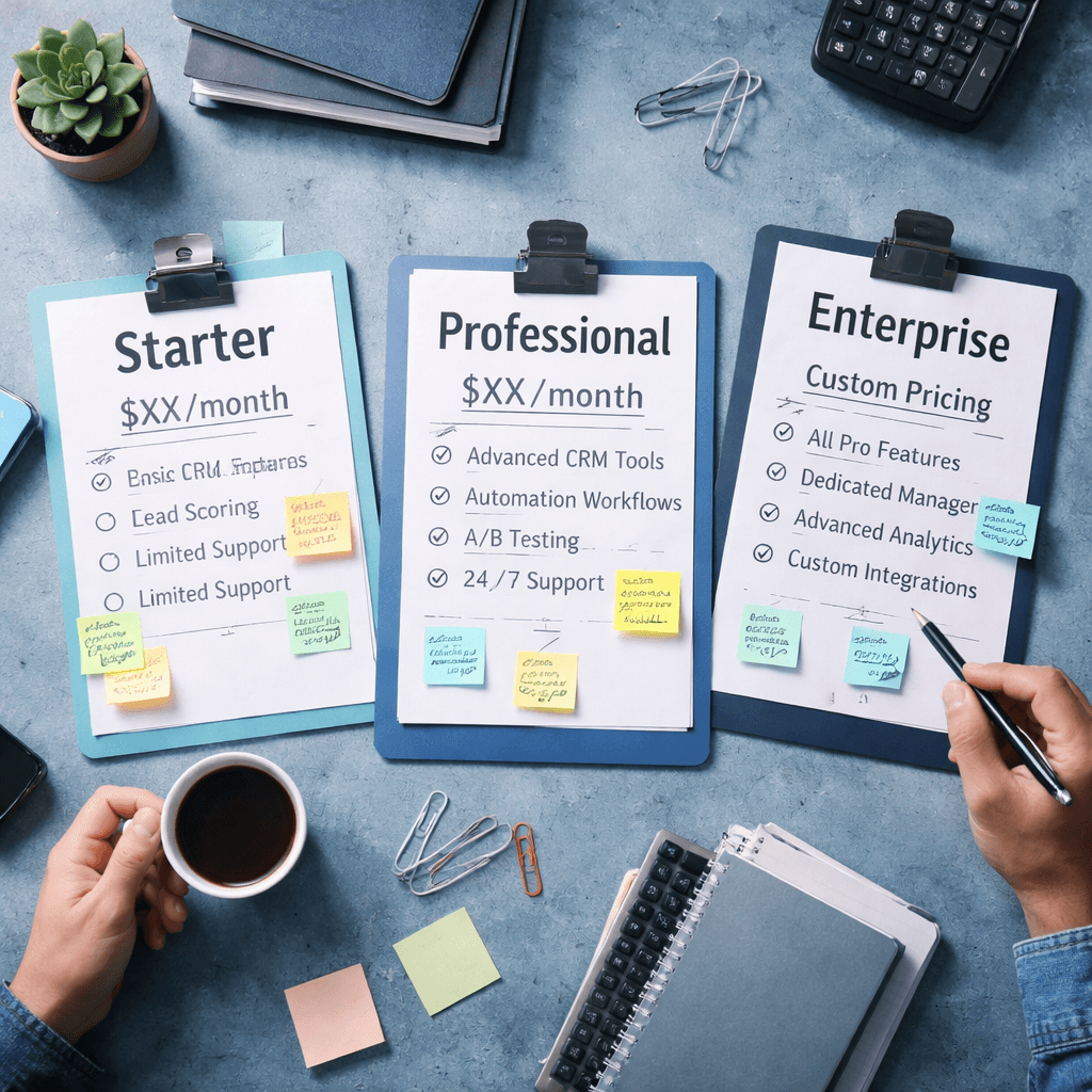 various pricing tiers of Apollo CRM with features listed